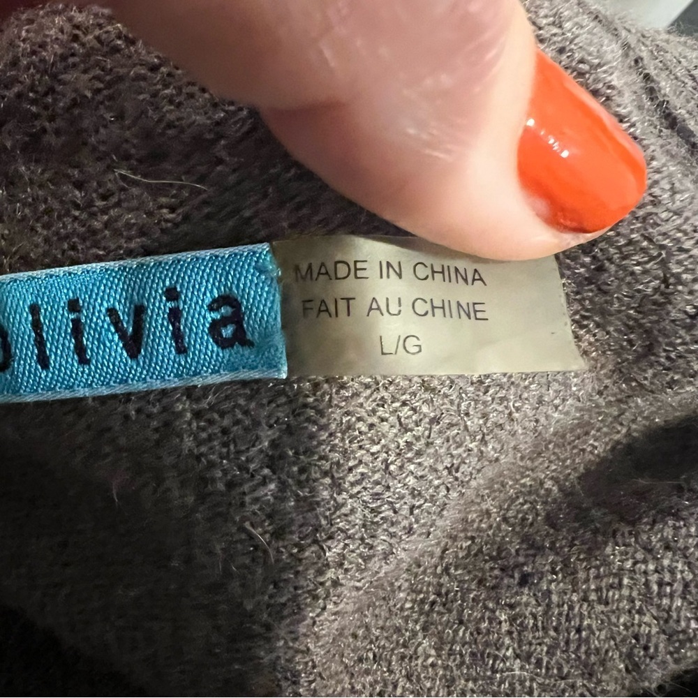 Alice & Olivia Brown Taupe Sequin Hooded Cardigan size large - Picture 12 of 16
